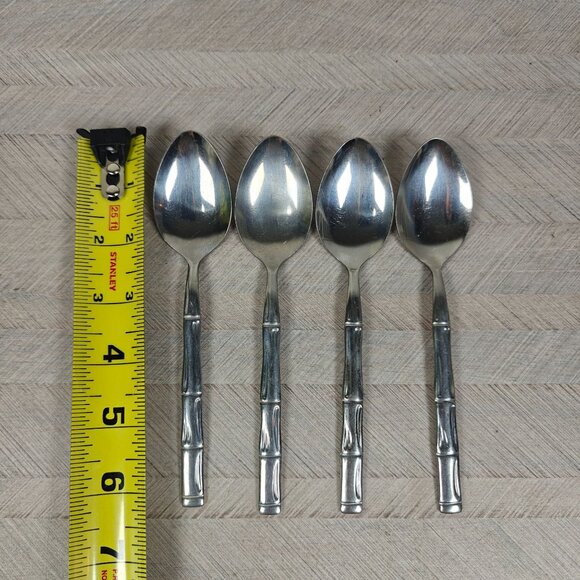 Reed & Barton Rebacraft Stainless Steel Bamboo Teaspoons Set Of 4 - Picture 4 of 4